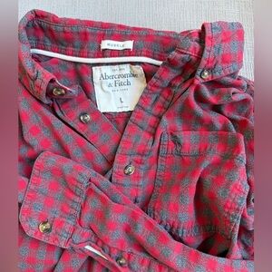 Abercrombie & Fitch Red and Gray Checkered Shirt